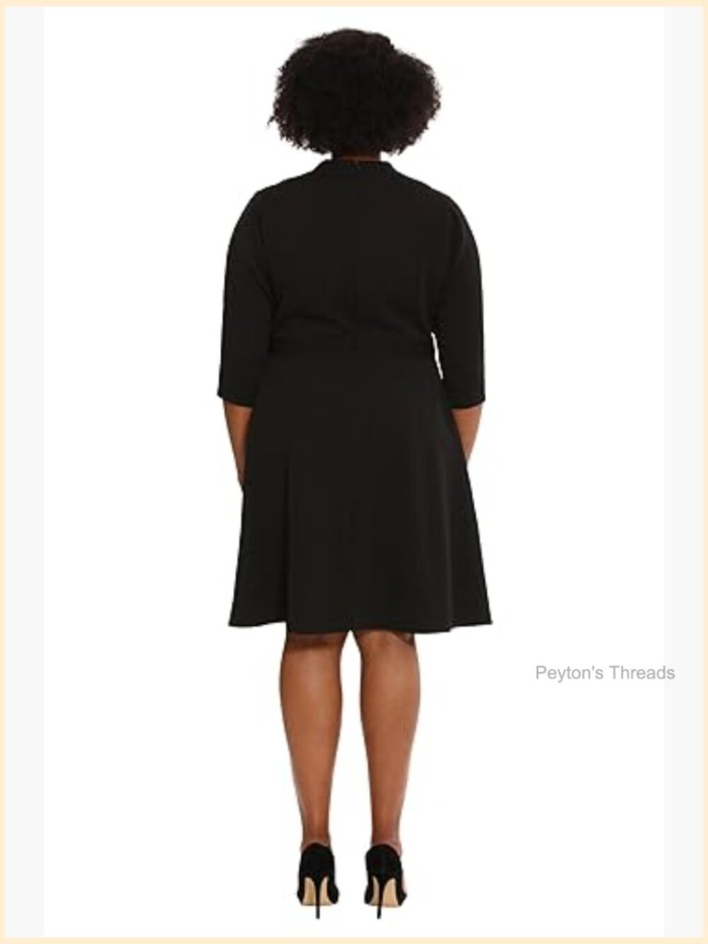 Crepe Fit and Flare Midi Dress with Waist Button Detail - Picture 7 of 7
